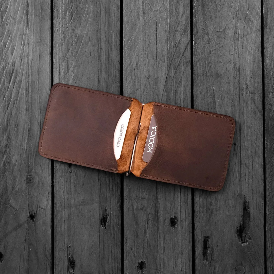 Hodica Larga - Genuine Leather Natural Money Clip Wallet-Lions Cage - ROOOAR Yourself!